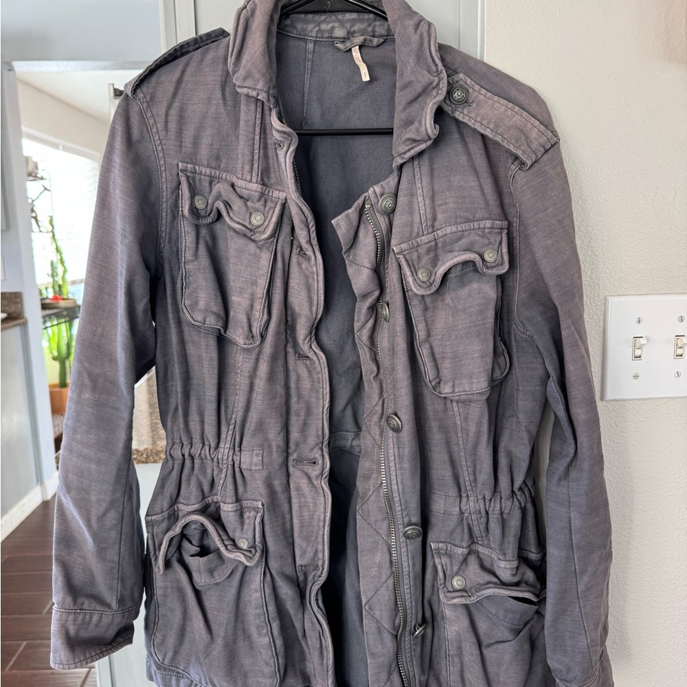 Free People Gray Utility Jacket